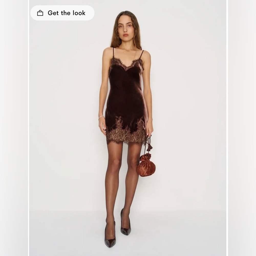 NWT Reformation Mahogany  Lace Velvet Dress